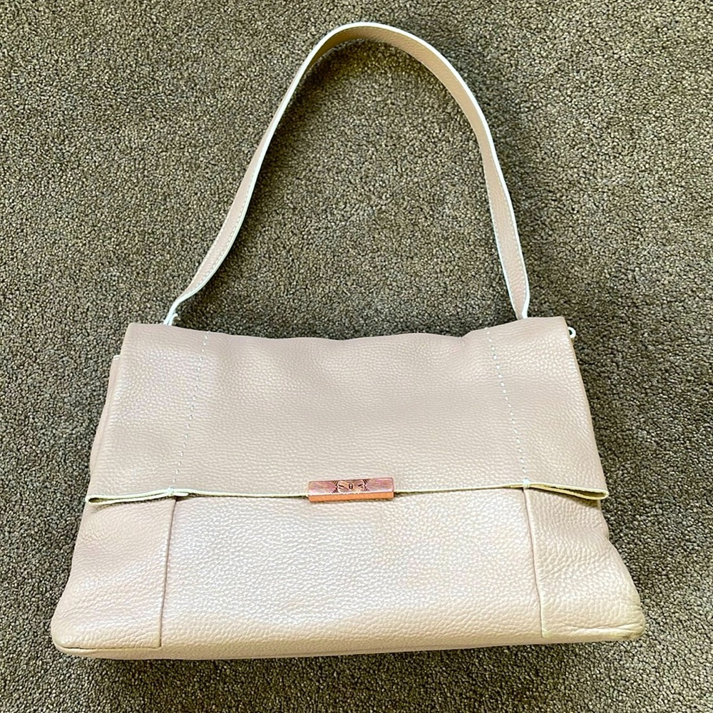 Ted Baker London Blush Beige Pebbled Leather Shoulder Bag